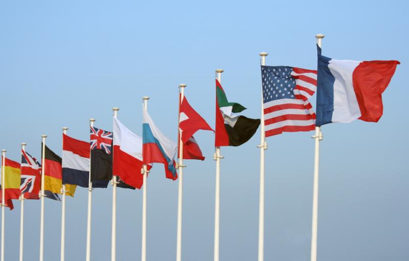 many flags in wind